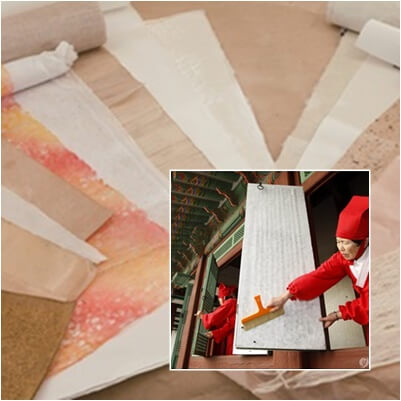 El uso de papel coreano de Jeonju para la ventana del palacio